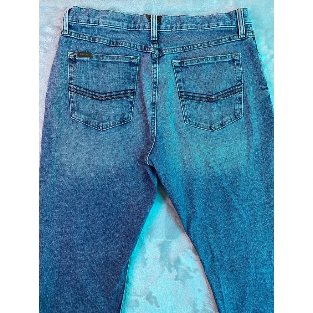 Ariat M4 Straight Leg Jeans Men 34x36 Blue Cowboy Rancher Trucker Workwear Tough